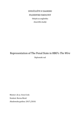 Representation of the Penal State in HBO's the Wire