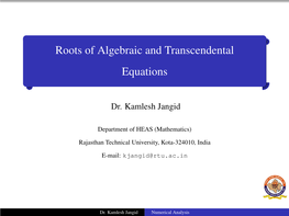 Roots of Algebraic and Transcendental Equations
