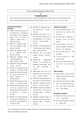 Kwun Tong Development (1950S-1970S) Possible Keywords