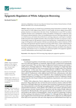 Epigenetic Regulators of White Adipocyte Browning