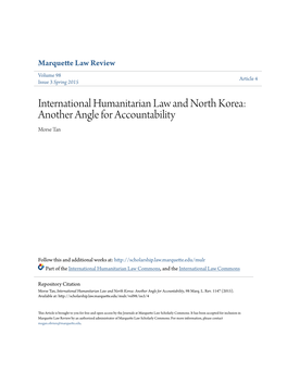 International Humanitarian Law and North Korea: Another Angle for Accountability Morse Tan