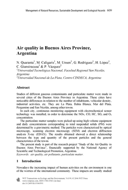 Air Quality in Buenos Aires Province, Argentina