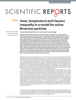 Heat, Temperature and Clausius Inequality in a Model for Active