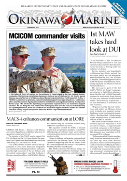 MCICOM Commander Visits 1St MAW Takes Hard Look at DUI Capt
