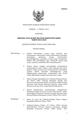 Lembaran Daerah Kabupaten Lebak Tahun 2008 Nomor 17) Dicabut Dan Dinyatakan Tidak Berlaku