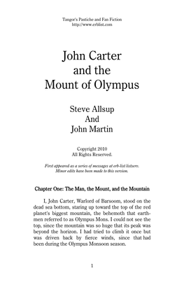 John Carter and the Mount of Olympus