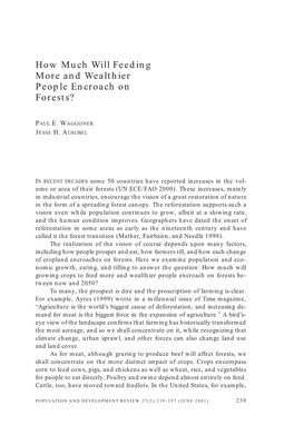 How Much Will Feeding More and Wealthier People Encroach on Forests?