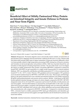 Beneficial Effect of Mildly Pasteurized Whey Protein on Intestinal Integrity and Innate Defense in Preterm and Near-Term Piglets