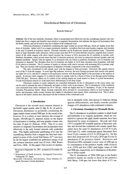 Geochemical Behavior of Chromium Tion in Ultramafic Rocks, Then Discuss