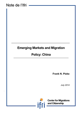 Emerging Markets and Migration Policy Publication Series