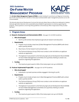 On-Farm Water Management Program