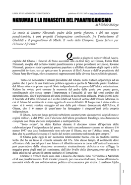 NKRUMAH E LA RINASCITA DEL PANAFRICANISMO Di Michele Melega