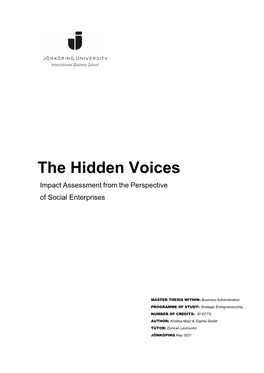 The Hidden Voices Impact Assessment from the Perspective of Social Enterprises