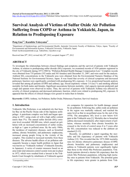 Survival Analysis of Victims of Sulfur Oxide Air Pollution Suffering from COPD Or Asthma in Yokkaichi, Japan, in Relation to Predisposing Exposure