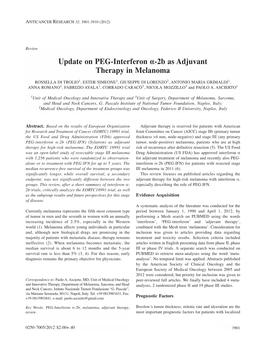 Update on PEG-Interferon Α-2B As Adjuvant Therapy in Melanoma