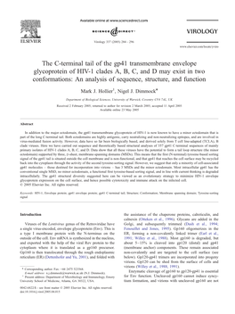 The C-Terminal Tail of the Gp41 Transmembrane Envelope