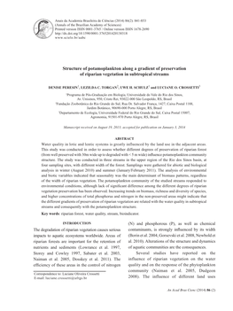 Structure of Potamoplankton Along a Gradient of Preservation of Riparian Vegetation in Subtropical Streams