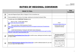 Form C1—Duties of a Regional Convenor