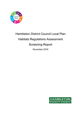 Hambleton District Council Local Plan Habitats Regulations Assessment