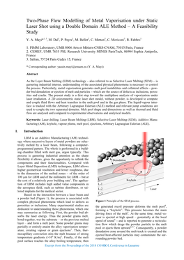 Two-Phase Flow Modelling of Metal Vaporisation Under Static Laser Shot Using a Double Domain ALE Method – a Feasibility Study