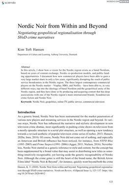 Nordic Noir from Within and Beyond Negotiating Geopolitical Regionalisation Through Svod Crime Narratives