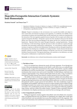 Hepcidin-Ferroportin Interaction Controls Systemic Iron Homeostasis