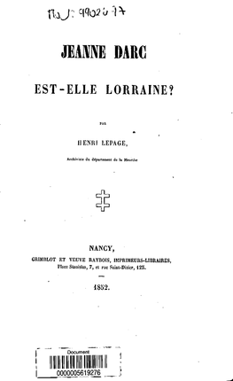 Jeanne D'arc Est-Elle Lorraine?