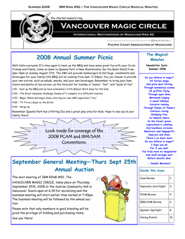 Summer 2008 IBM Ring #92 — the Vancouver Magic Circle Magical Minutes