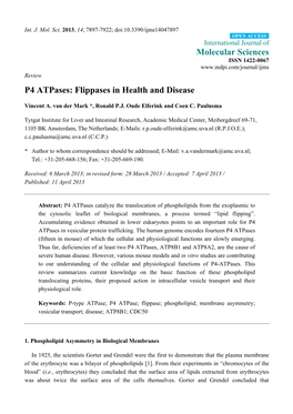 P4 Atpases: Flippases in Health and Disease