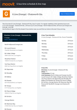 G Bus Time Schedule & Line Route