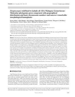 Streptocarpus Redefined to Include All Afro-Malagasy Gesneriaceae