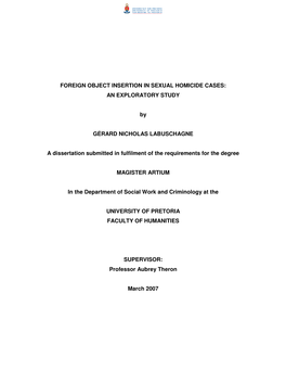 Foreign Object Insertion in Sexual Homicide Cases: an Exploratory Study