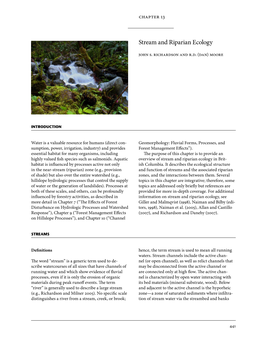 Chapter 13 Stream and Riparian Ecology