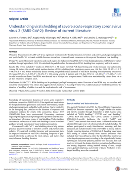 Understanding Viral Shedding of Severe Acute Respiratory Coronavirus Virus 2 (SARS-Cov-2): Review of Current Literature