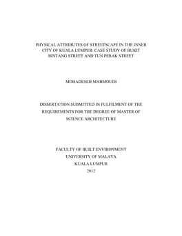 Mohadeseh Mahmoudi Dissertation Submitted in Fulfilment of the Requirements for the Degree of Master of Science Architecture