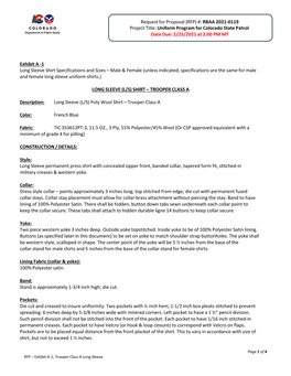 Request for Proposal (RFP) #: RBAA 2021-0119 Project Title: Uniform Program for Colorado State Patrol Date Due: 2/25/2021 at 2:00 PM MT