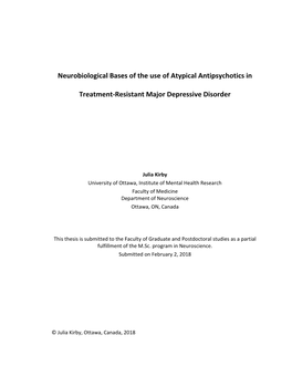 Neurobiological Bases of the Use of Atypical Antipsychotics in Treatment-Resistant Major Depressive Disorder