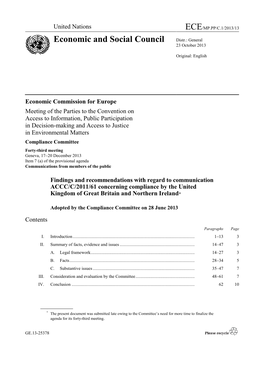 Findings and Recommendations with Regard to Communication ACCC/C/2011/61 Concerning Compliance by the United Kingdom of Great Britain and Northern Ireland*