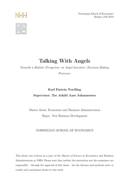 Talking with Angels Towards a Holistic Perspective on Angel Investors’ Decision-Making Processes