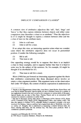 Implicit Comparison Classes*