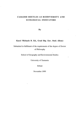 Carabid Beetles As Biodiversity and Ecological Indicators