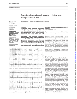 Junctional Ectopic Tachycardia Evolving Into Complete Heart Block