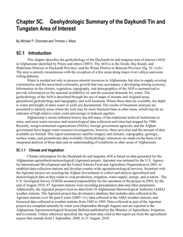 Geohydrologic Summary of the Daykundi Tin and Tungsten Area of Interest