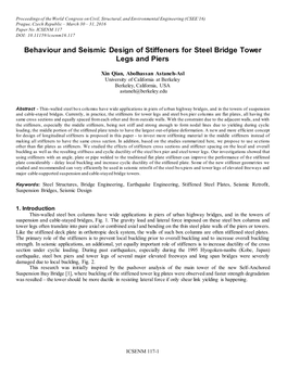 Behaviour and Seismic Design of Stiffeners for Steel Bridge Tower Legs and Piers