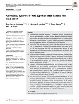 Occupancy Dynamics of Rare Cyprinids After Invasive Fish Eradication