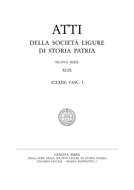 Della Società Ligure Di Storia Patria