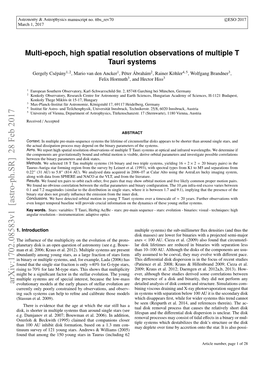 Multi-Epoch, High Spatial Resolution Observations of Multiple T Tauri Systems