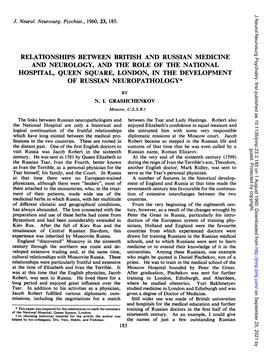 Relationships Between British and Russian Medicine Of