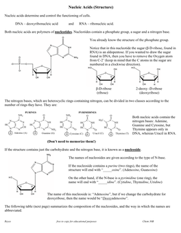 Structure of Nucleic Acids (2011)