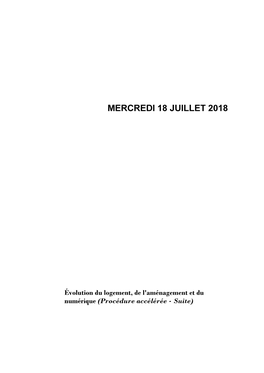 Mercredi 18 Juillet 2018